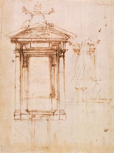 Architectonische studie door Michelangelo Buonarroti